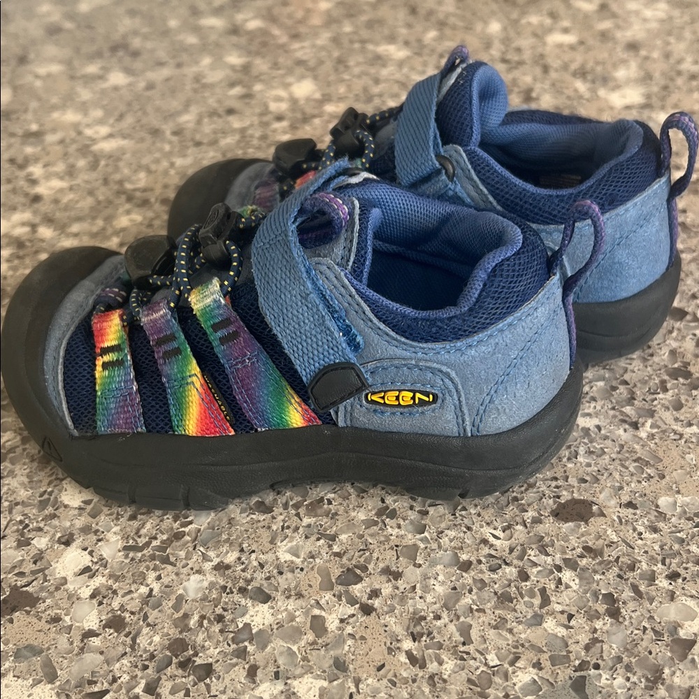 KEEN Kids 10T Navy Blue Shoes with Rainbow Straps - Picture 4 of 7